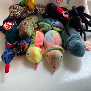 Ty Beanie Babies Reptiles Iguana Insects Lot with Hang Tags! Set 14 RARE RETIRED